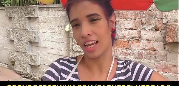  CARNE DEL MERCADO - Hot blowjob, fuck and facial with Latina babe Yamile Mil